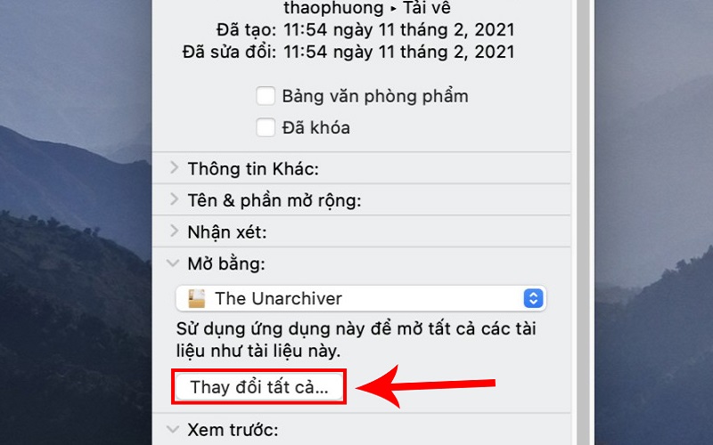 giải nén file trên MacBook bằng The Unarchiver bước 4