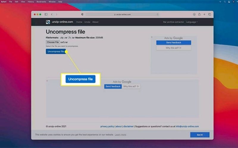 giải nén file trên MacBook bằng Unzip Online bước 3