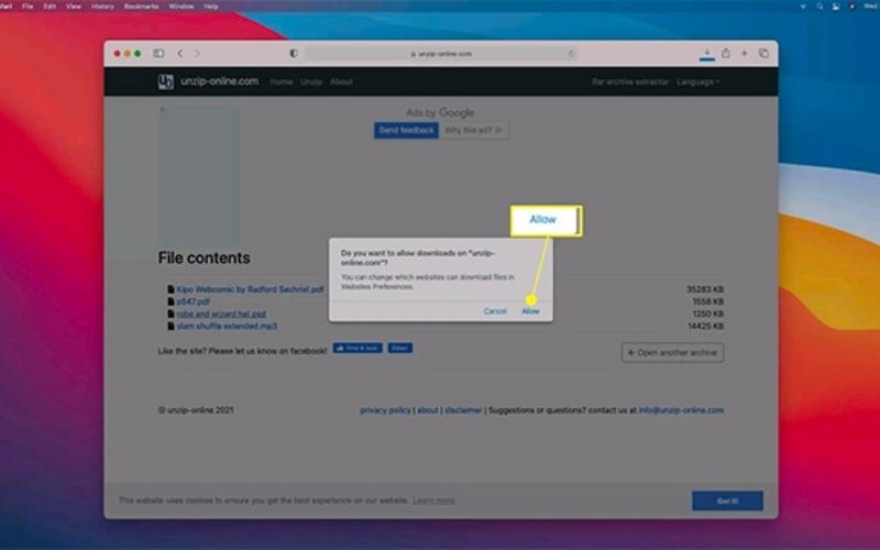 giải nén file trên MacBook bằng Unzip Online bước 4