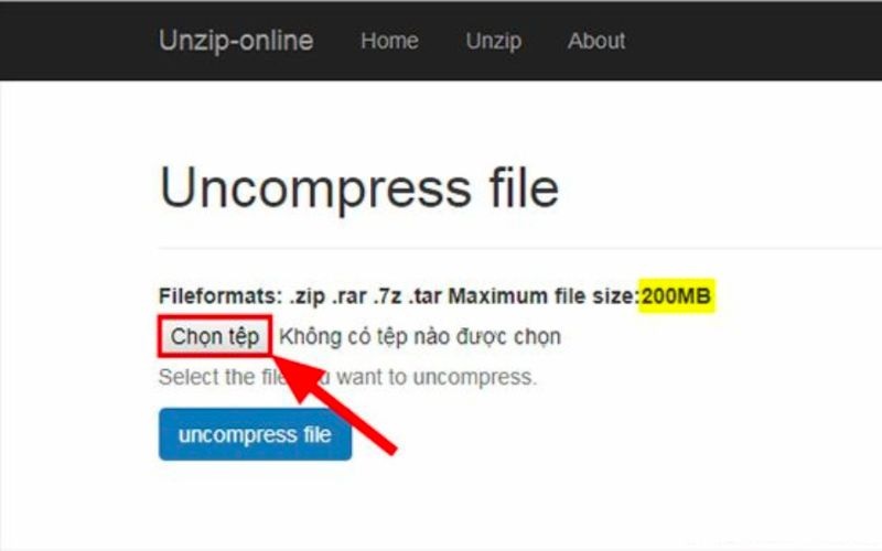 giải nén file trên MacBook bằng Unzip Online