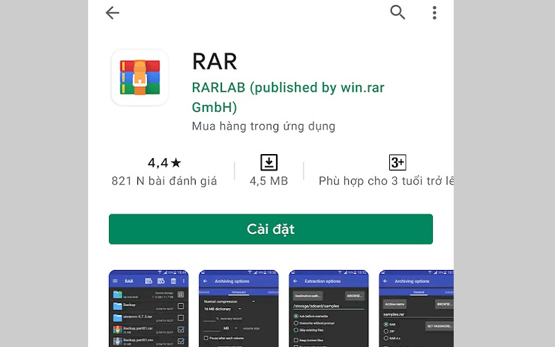 ứng dụng giải nén RAR for Android