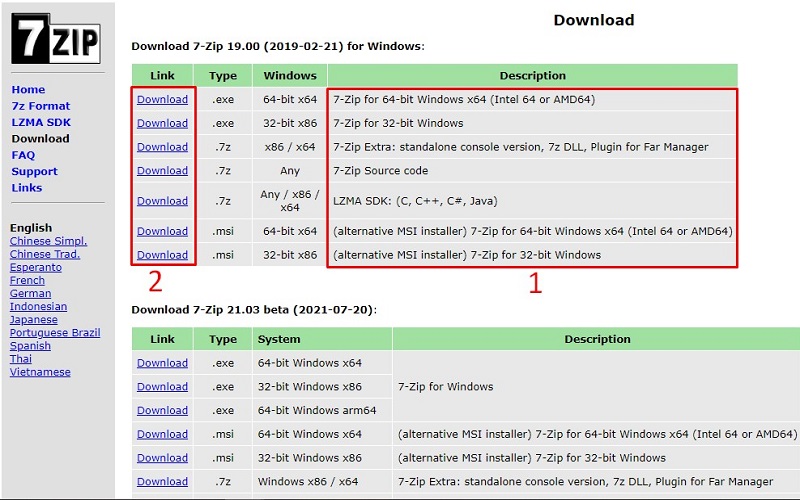 tải và cài đặt 7zip